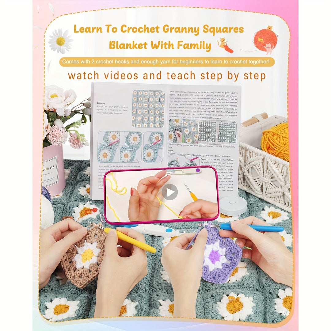 Blanket Crochet Kit for Beginners | Granny Squares