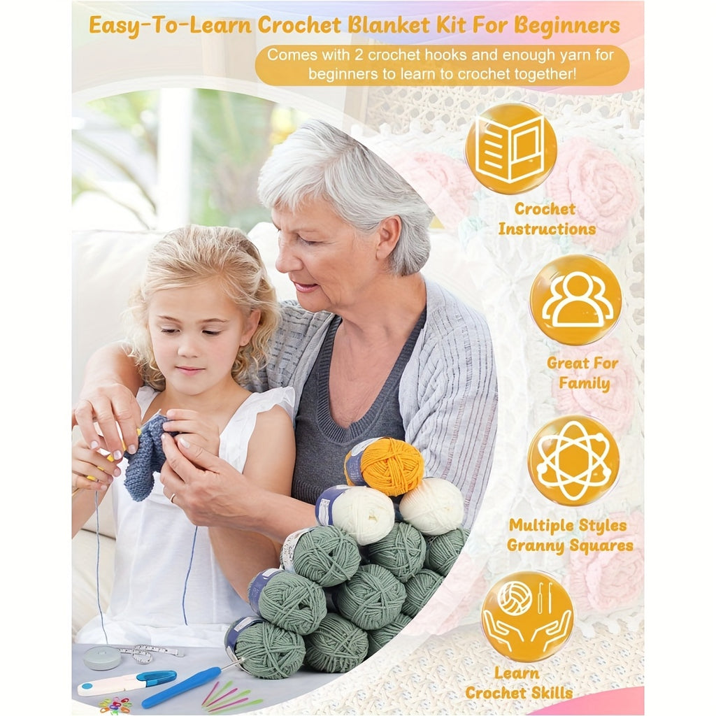 Blanket Crochet Kit for Beginners | Granny Squares