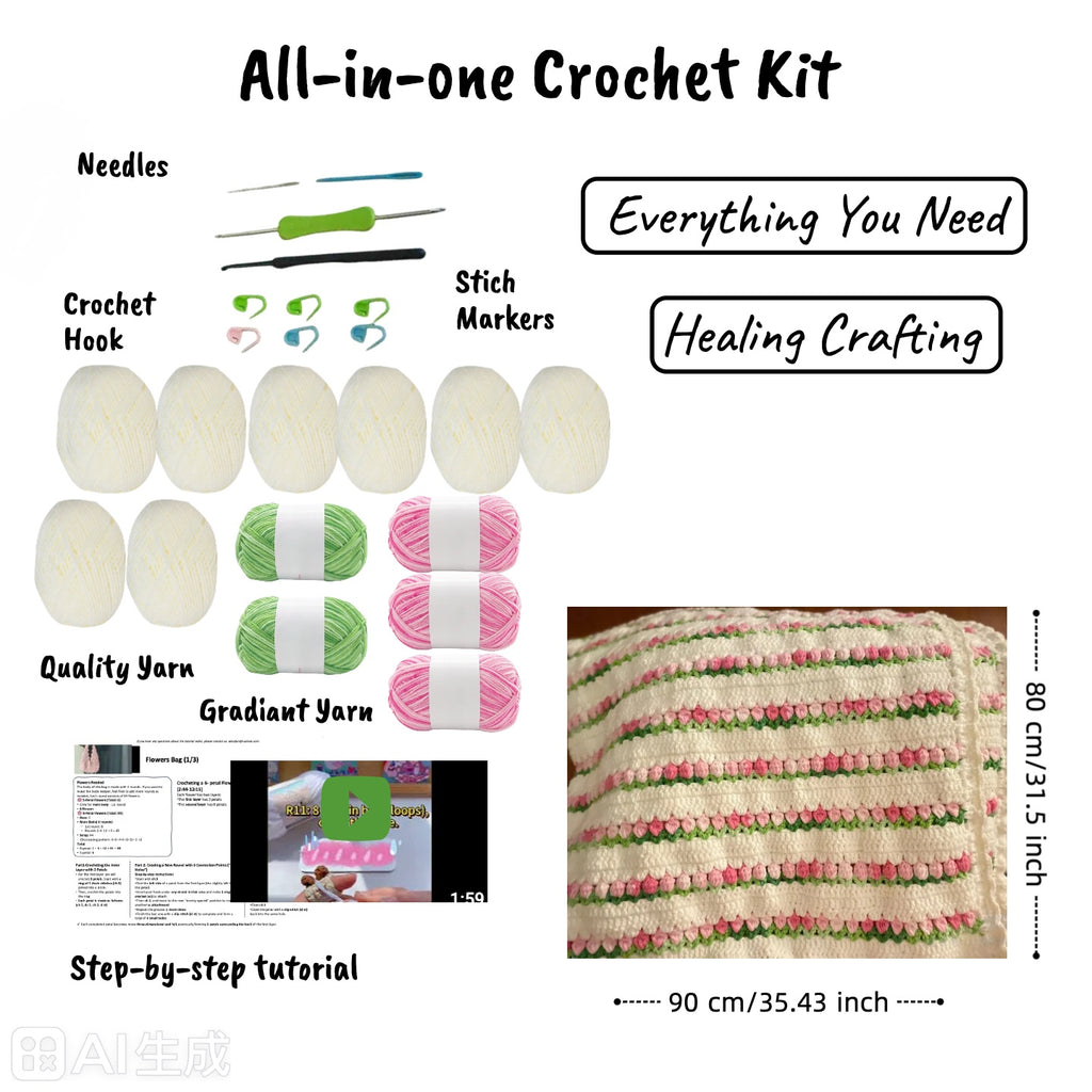 Tulip Blossom Crochet Blanket Kit