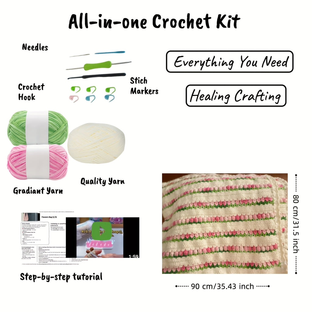 Tulip Blossom Crochet Blanket Kit