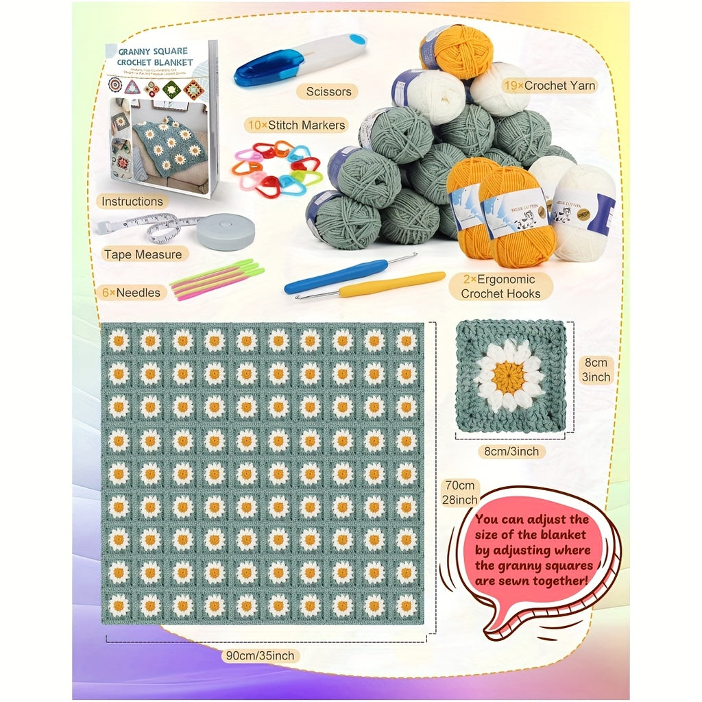 Blanket Crochet Kit for Beginners | Granny Squares
