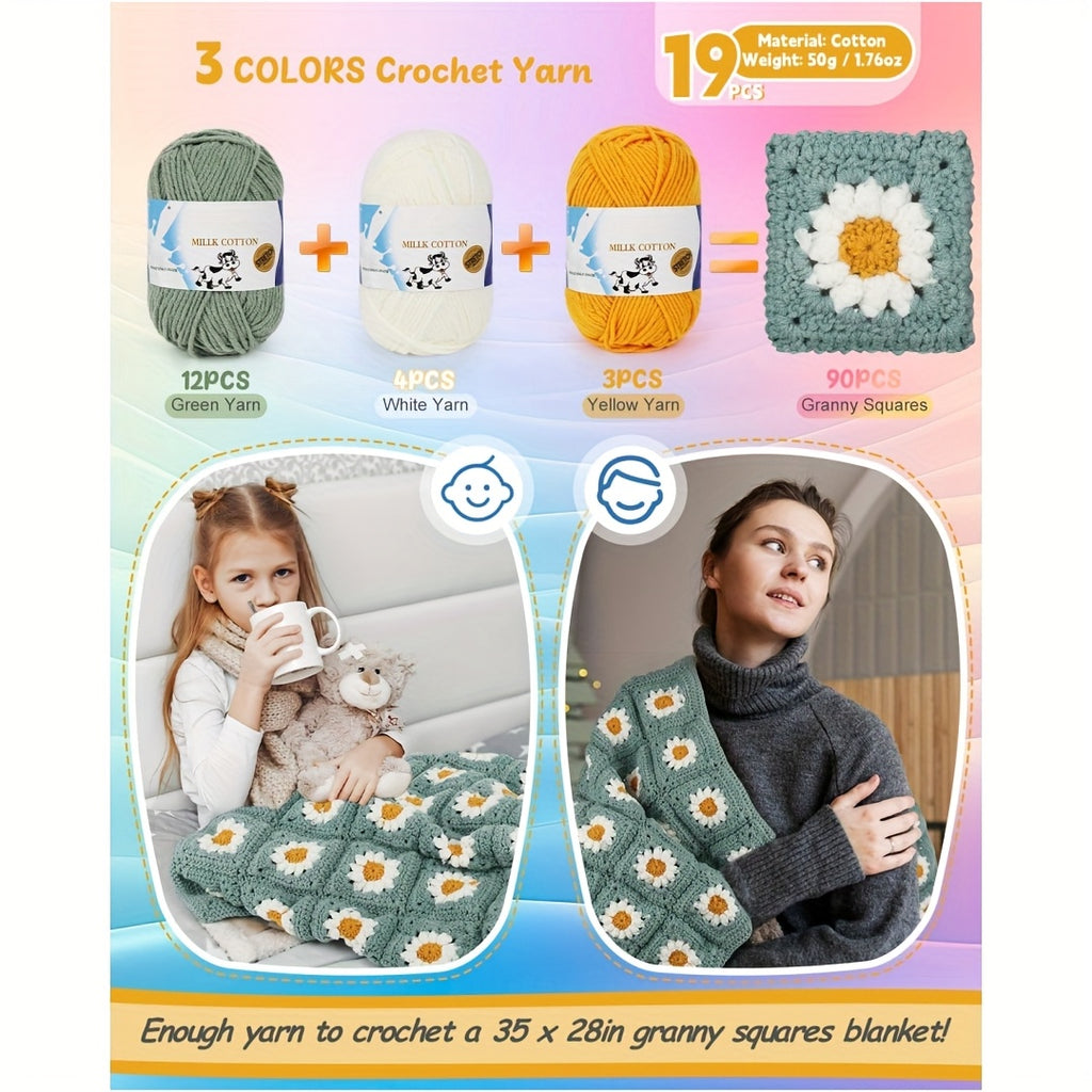 Blanket Crochet Kit for Beginners | Granny Squares