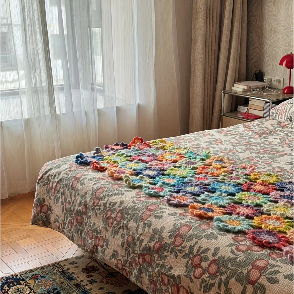 Gradient Rainbow Floral Crochet Blanket Kit