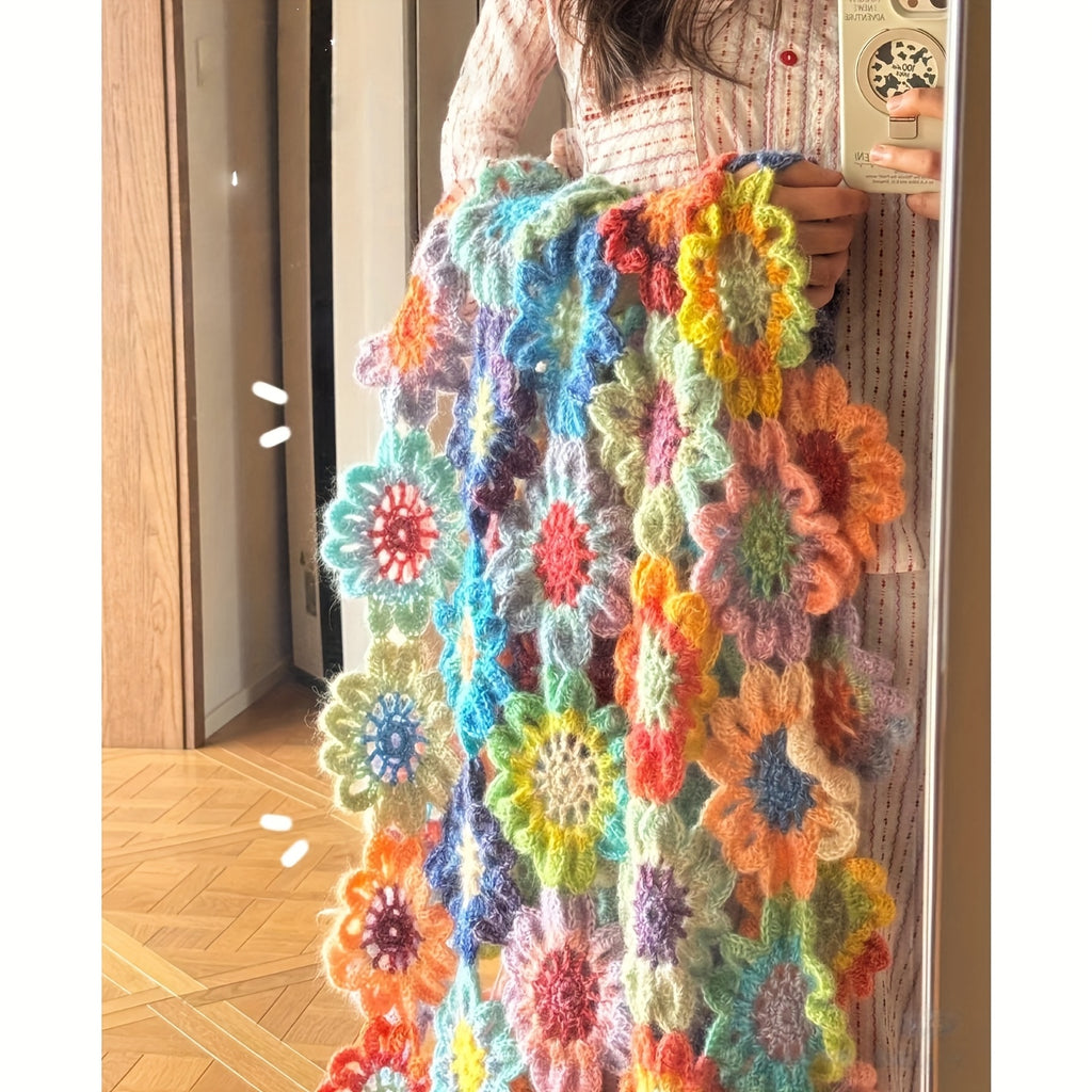 Gradient Rainbow Floral Crochet Blanket Kit