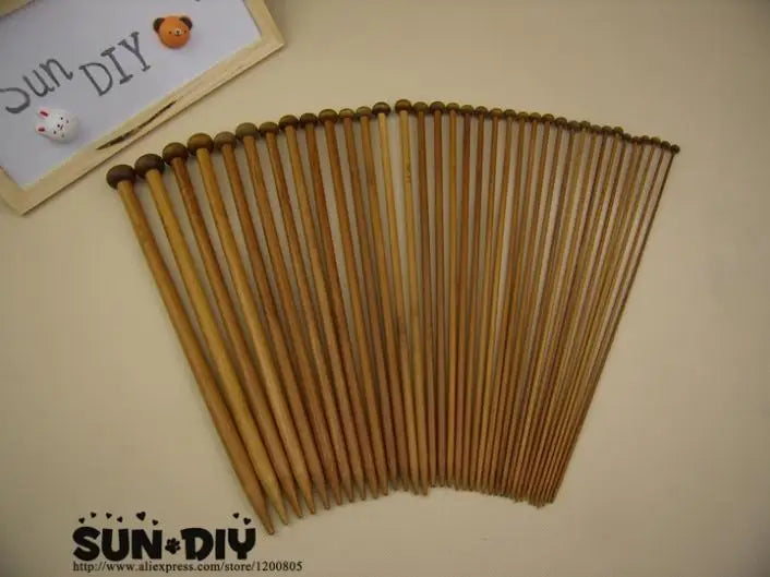 Single-pointed Bamboo knitting needles 25,35cm 18 pairs/sizes 2.0-10.0mm