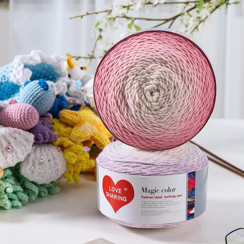 Cross-border Exclusive Supply Cotton/Acrylic Blended Yarn Seven-star Textile Weaving Long Gradient Magic Color DIY