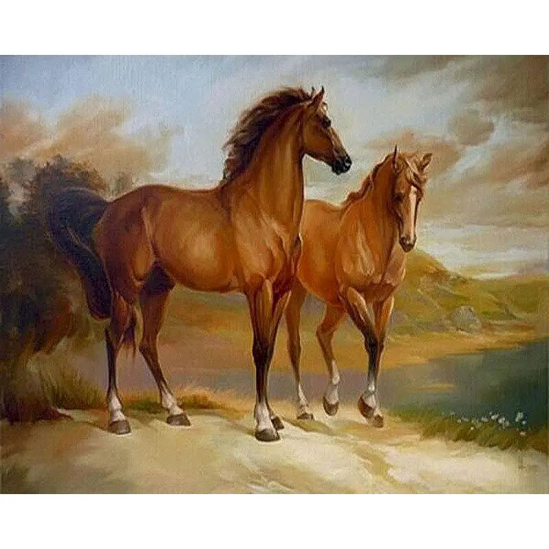 GATYZTORY Oil Painting By Numbers | Horse Cat Animal Modern Home Decoration