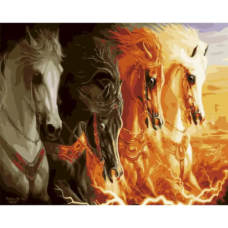 GATYZTORY Oil Painting By Numbers | Horse Cat Animal Modern Home Decoration