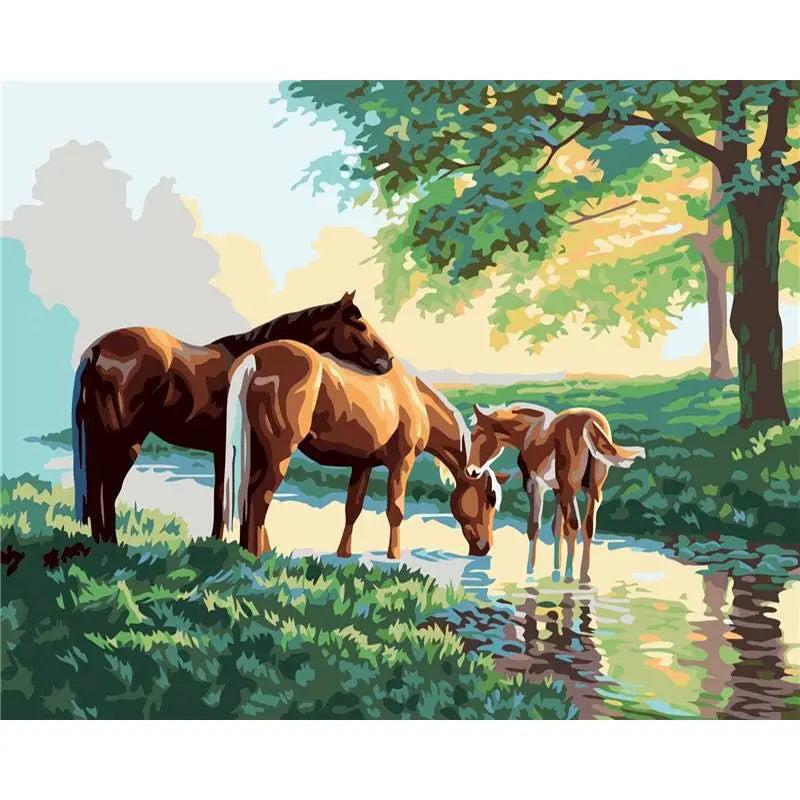 GATYZTORY Oil Painting By Numbers | Horse Cat Animal Modern Home Decoration