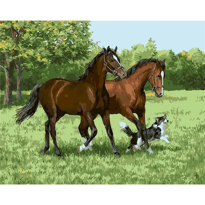 GATYZTORY Oil Painting By Numbers | Horse Cat Animal Modern Home Decoration