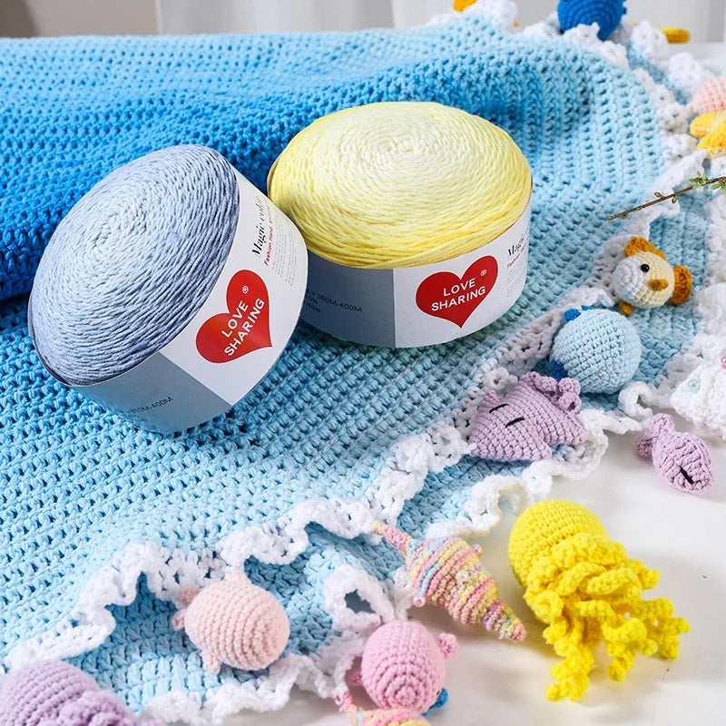 Cross-border Exclusive Supply Cotton/Acrylic Blended Yarn Seven-star Textile Weaving Long Gradient Magic Color DIY