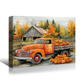 Looife Whimsical Autumn Truck Canvas: Pumpkin - Loaded & Barn Backdrop Unique Canvas Wall Art Perfect for Halloween Home Decor