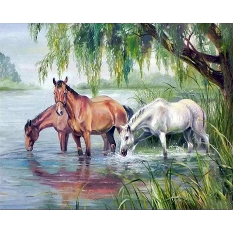 GATYZTORY Oil Painting By Numbers | Horse Cat Animal Modern Home Decoration