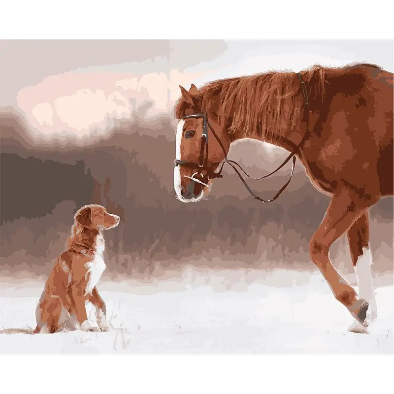 GATYZTORY Oil Painting By Numbers | Horse Cat Animal Modern Home Decoration