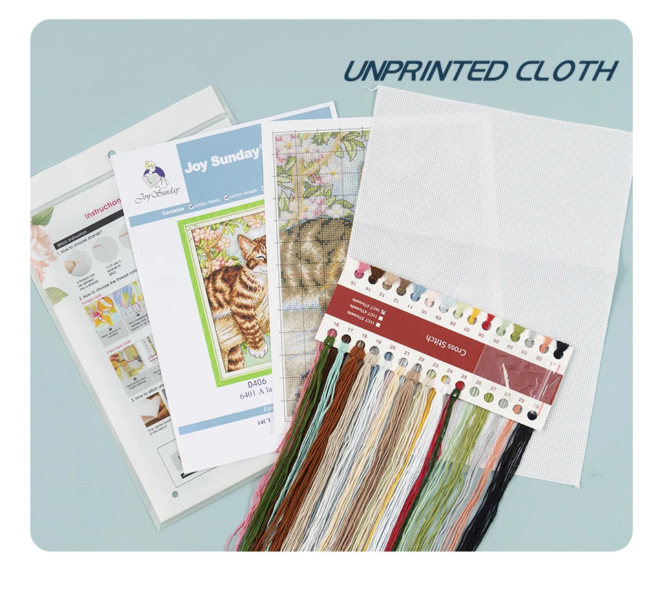 Joy Sunday Cross Stitch Kit Animal Style Pattern Stamped Counted Canvas 11CT 14CT 16CT DIY Embroidery Set Home Decor - 20250509