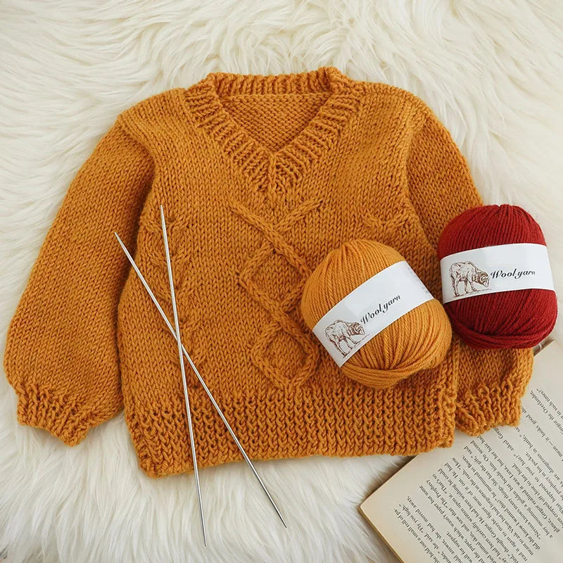 500g Pure Color Medium Wool Yarn