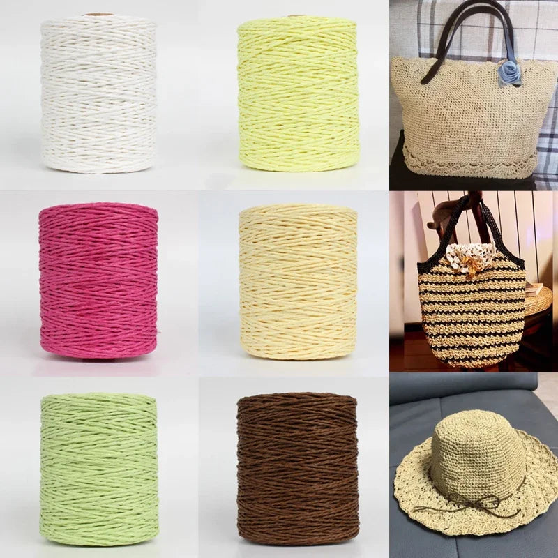 1Roll 280-300M Colorful Threads Natural Raffia Straw Yarn