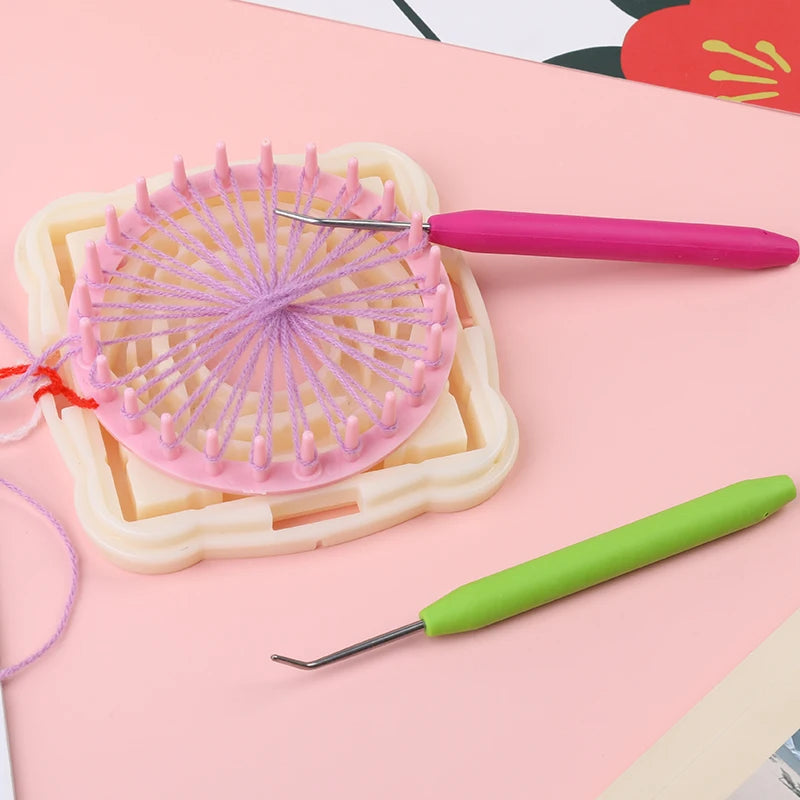 Knit Loom Hook Set 6Pcs Knitting Loom Hook With Plastic Knitting Needles Crochet Needle Kit
