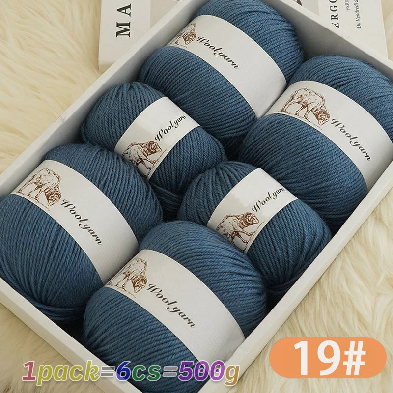 500g Pure Color Medium Wool Yarn