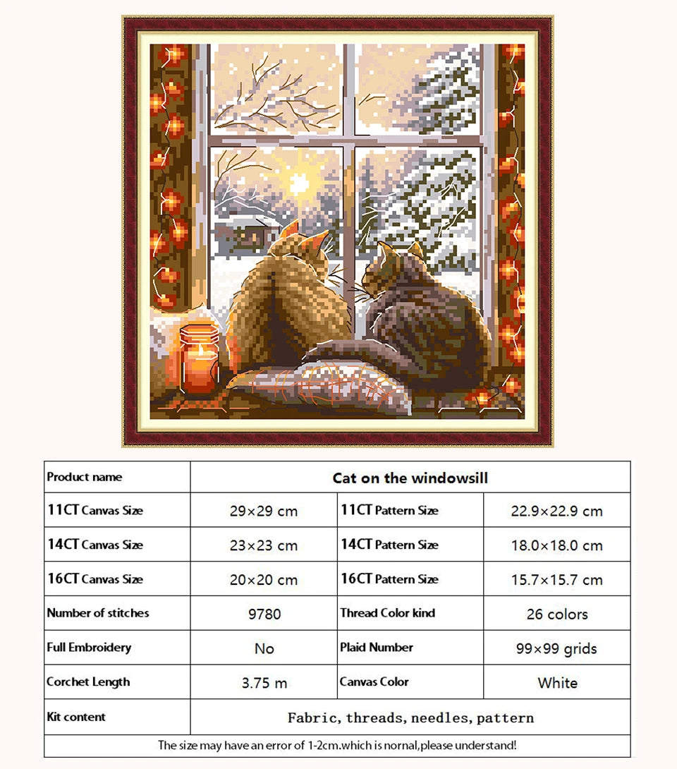 Cat On The Windowsill Patterns Counted Cross Stitch Set DIY 11CT 14CT 16CT Stamped DMC Cross-stitch Kit Embroidery Needlework