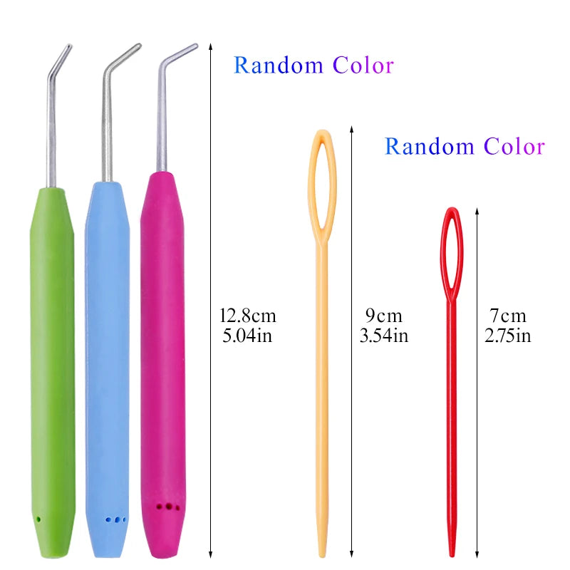 Knit Loom Hook Set 6Pcs Knitting Loom Hook With Plastic Knitting Needles Crochet Needle Kit