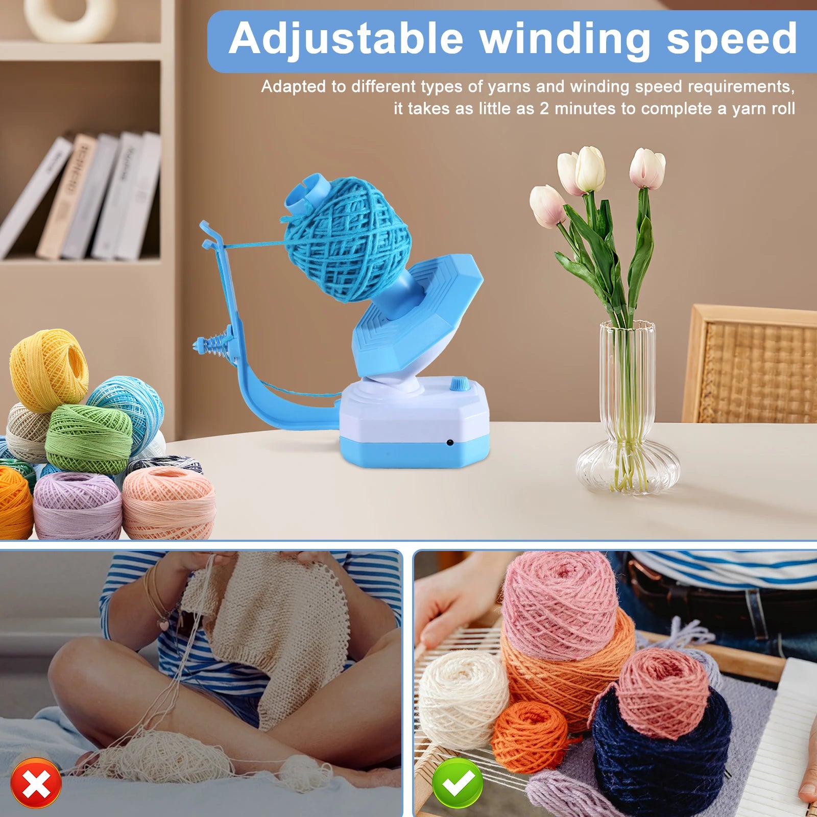 Hand or Electric Wool Winder