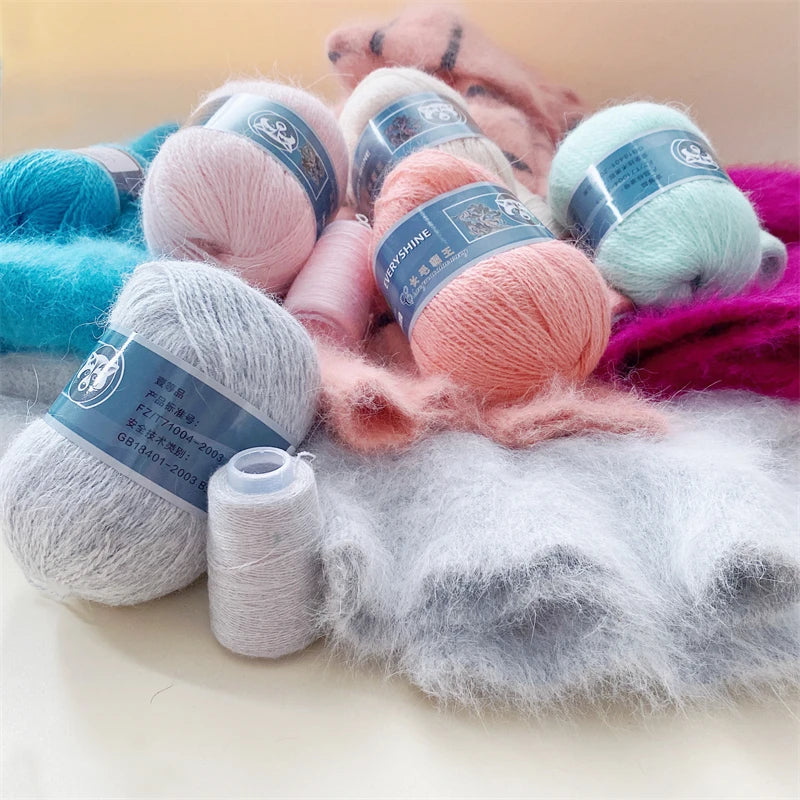Mink Fur Yarn for Knitting and Crochet 2-Ply | 1 Skein 340 M 50+20g