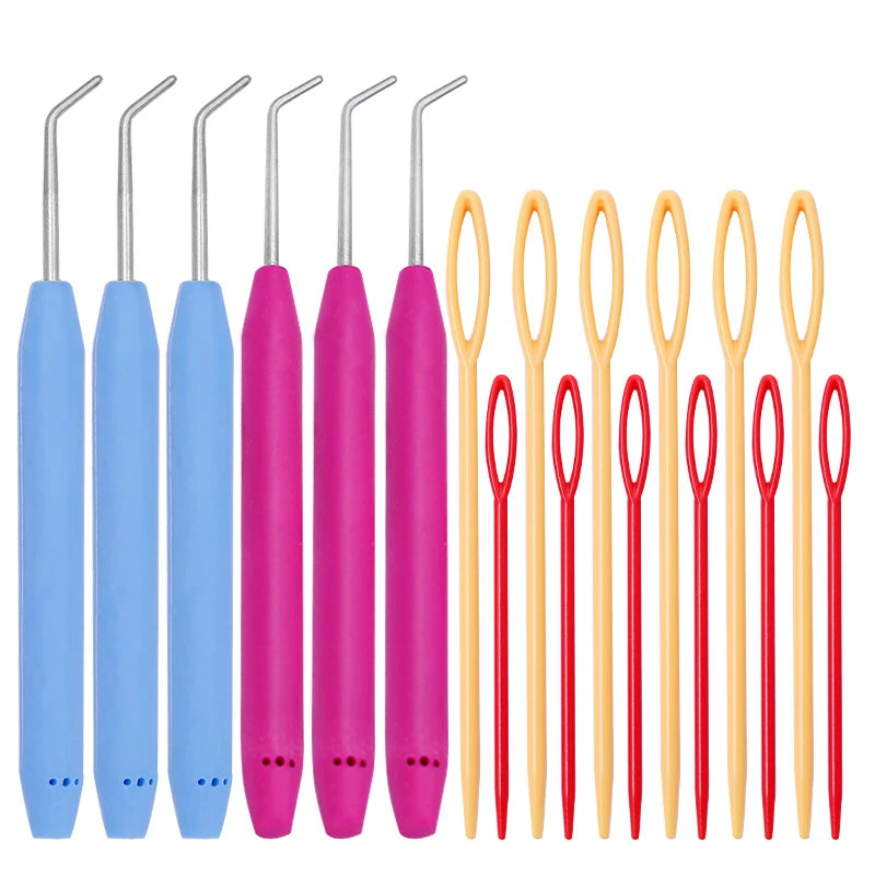 Knit Loom Hook Set 6Pcs Knitting Loom Hook With Plastic Knitting Needles Crochet Needle Kit