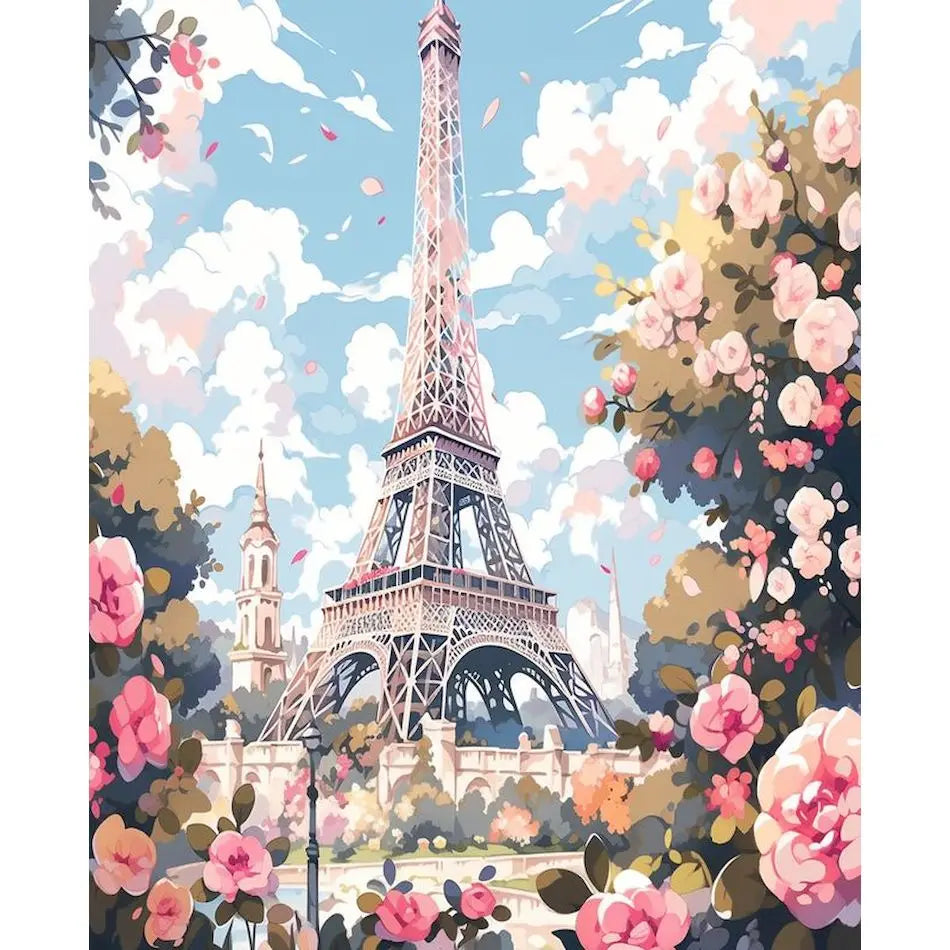 GATYZTORY Paint By Numbers Eiffel Tower City Scenery Paintings On Number Crafts Supplies Adults Handiwork Oil Decoration Home