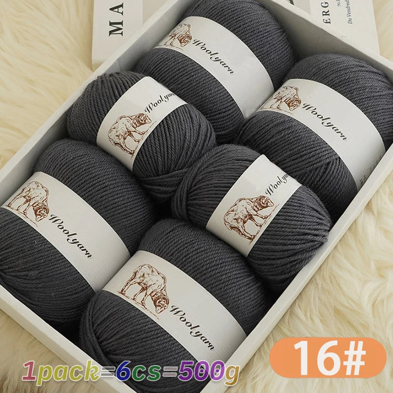 500g Pure Color Medium Wool Yarn
