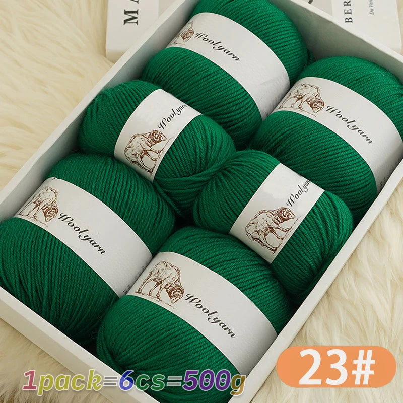 500g Pure Color Medium Wool Yarn