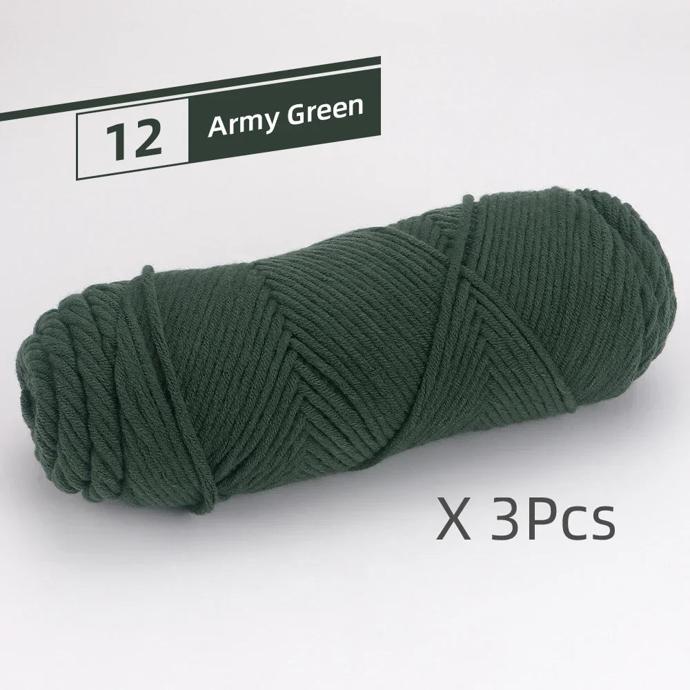 Light Worsted Soft Cotton Yarn | Pack of 3 Pcs-300g/10.5oz