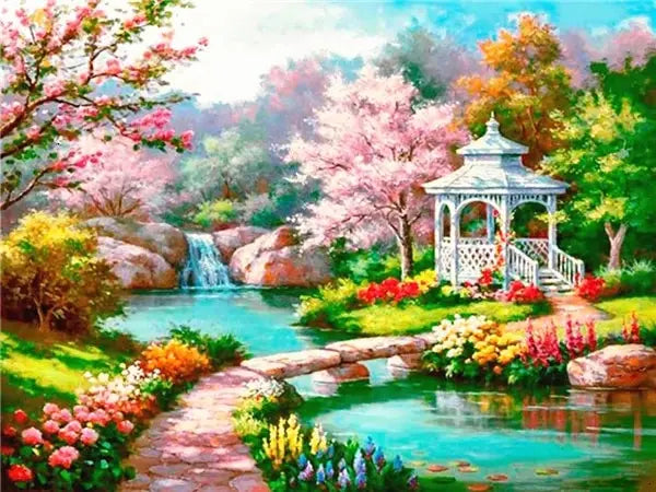 5D DIY Diamond Painting Landscape House Full Round Drill Embroidery Forest Scenery