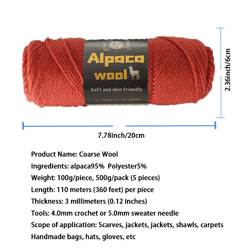 500g Alpaca Wool 245 Chunky Knitting Yarn | 5Pcs/Pack