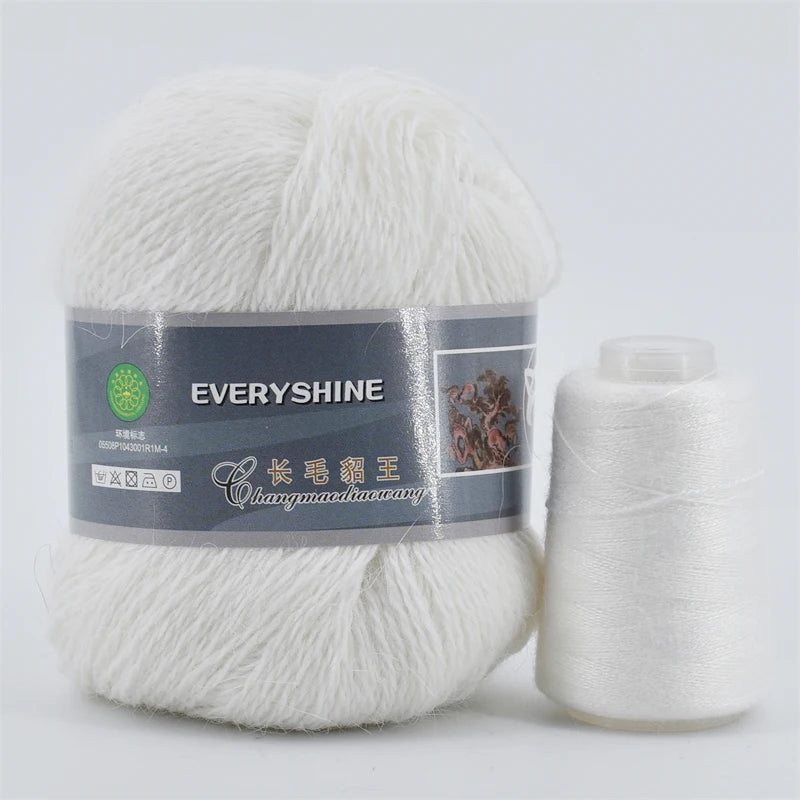 Mink Fur Yarn for Knitting and Crochet 2-Ply | 1 Skein 340 M 50+20g