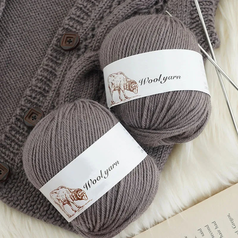 500g Pure Color Medium Wool Yarn