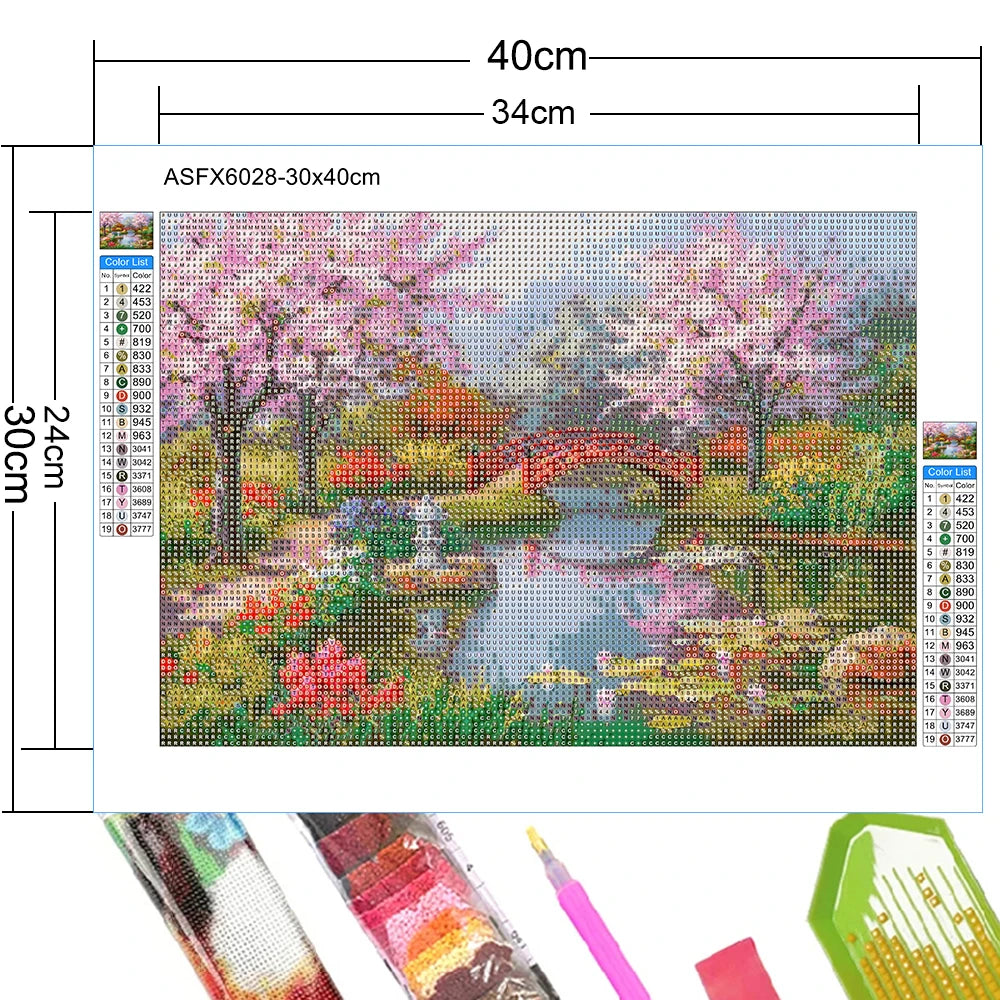 5D DIY Diamond Painting Landscape House Full Round Drill Embroidery Forest Scenery