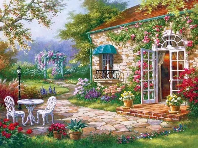 5D DIY Diamond Painting Landscape House Full Round Drill Embroidery Forest Scenery