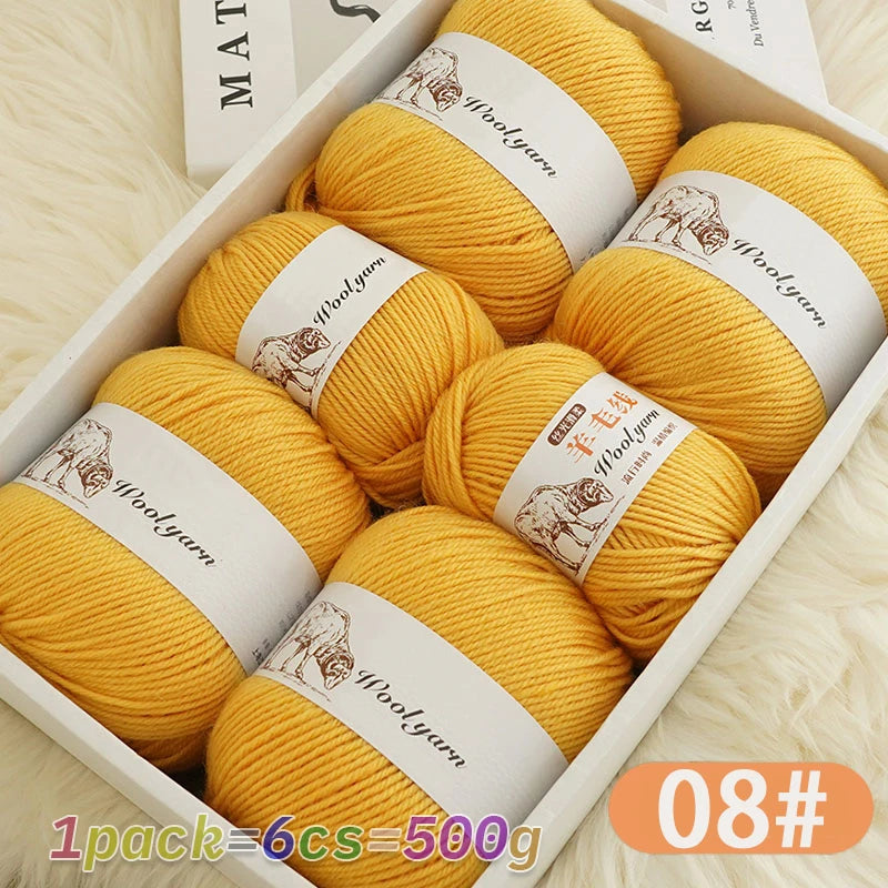 500g Pure Color Medium Wool Yarn