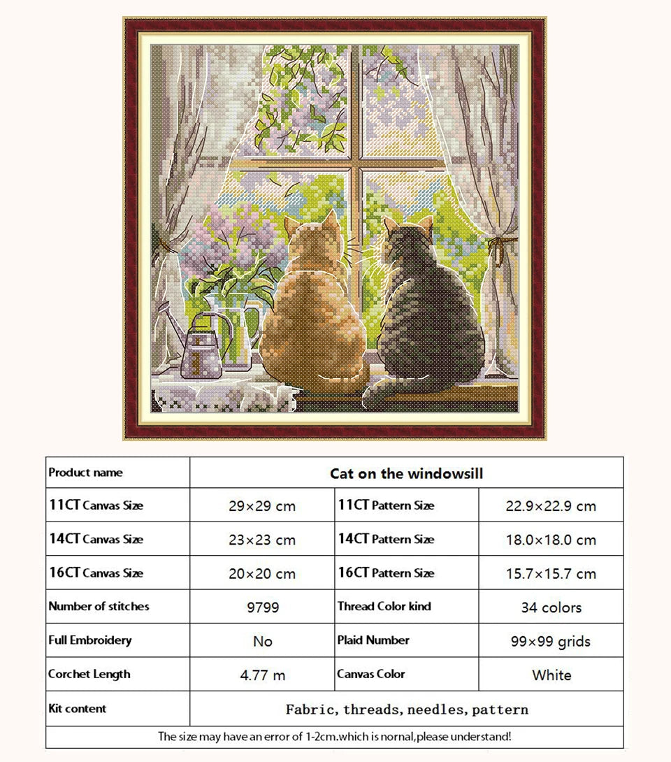 Cat On The Windowsill Patterns Counted Cross Stitch Set DIY 11CT 14CT 16CT Stamped DMC Cross-stitch Kit Embroidery Needlework