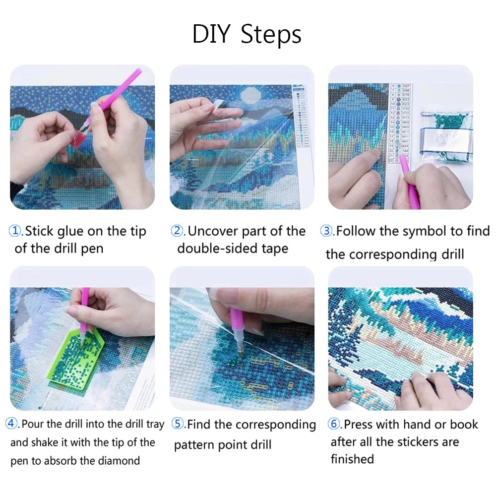 5D DIY Diamond Painting Landscape House Full Round Drill Embroidery Forest Scenery