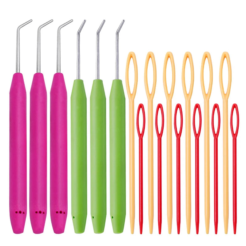 Knit Loom Hook Set 6Pcs Knitting Loom Hook With Plastic Knitting Needles Crochet Needle Kit
