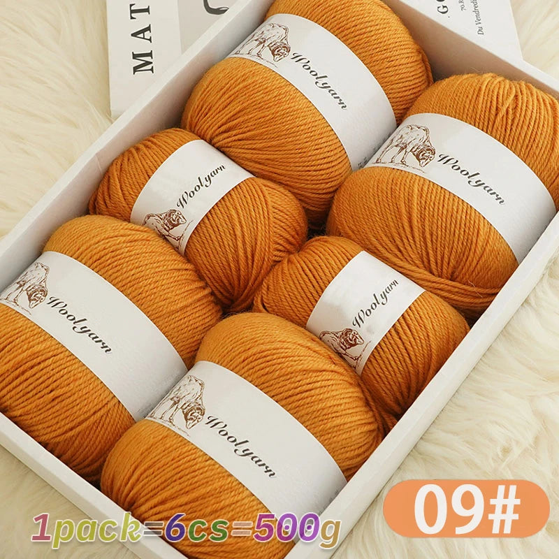 500g Pure Color Medium Wool Yarn