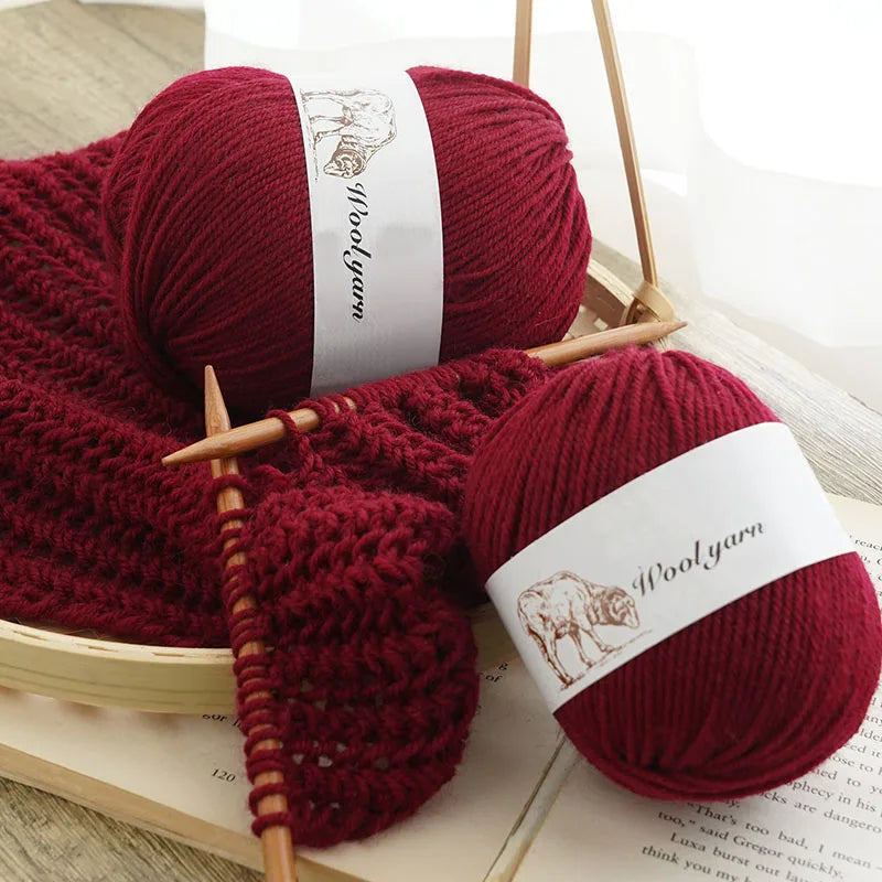 500g Pure Color Medium Wool Yarn
