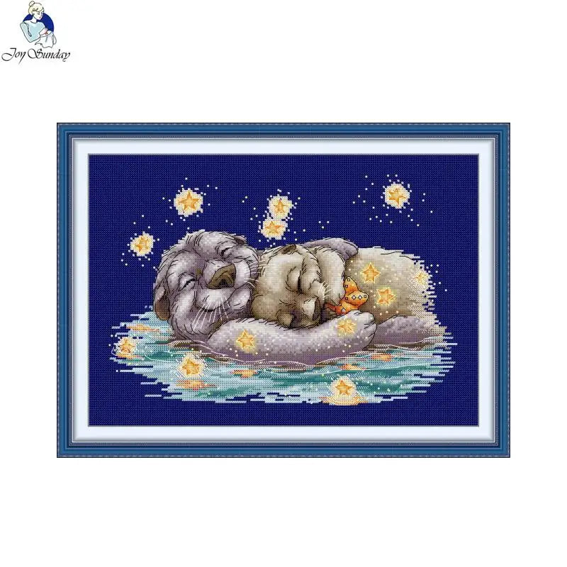 Joy Sunday Cross Stitch Kit Animal Style Pattern Stamped Counted Canvas 11CT 14CT 16CT DIY Embroidery Set Home Decor - 20250509
