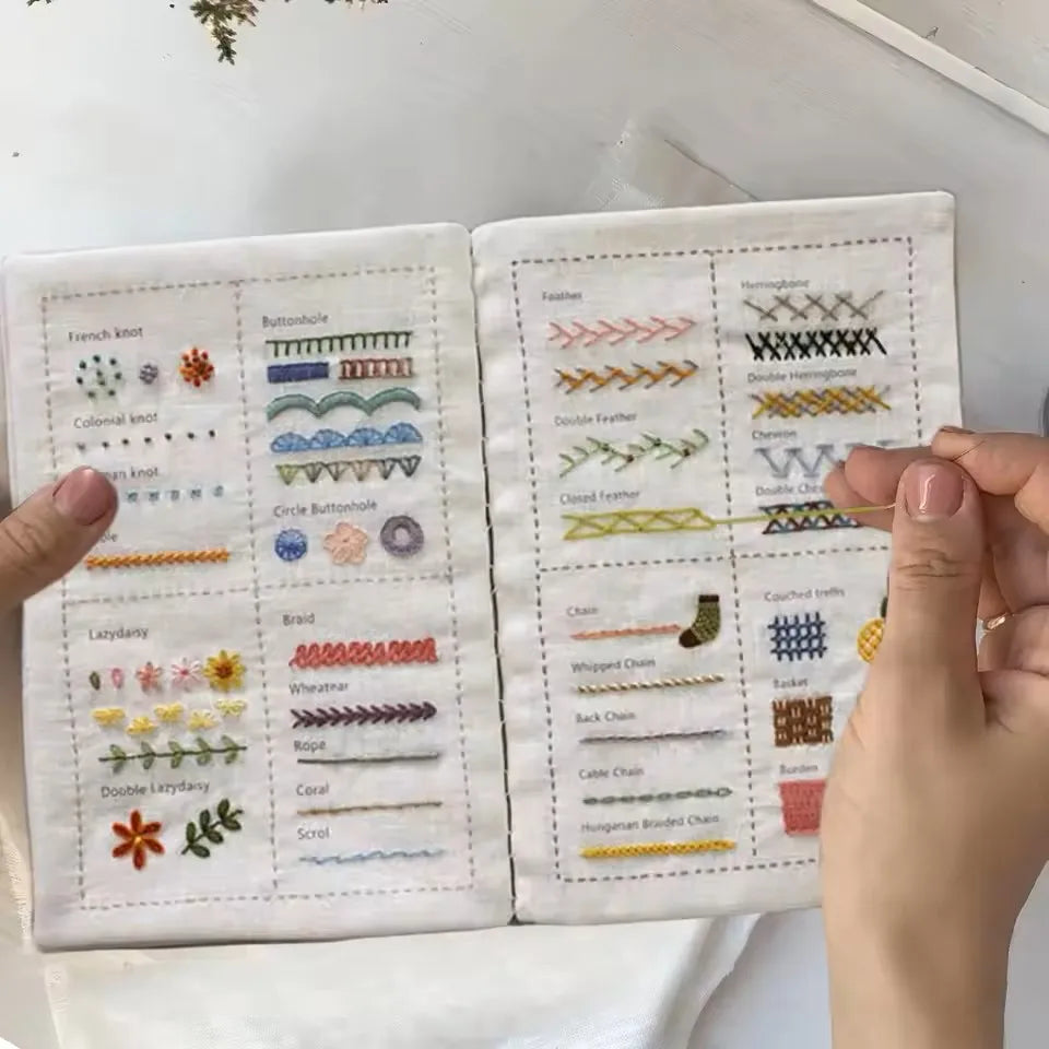 Beginners Embroidery Instructions Book for DIY Sewing Kit