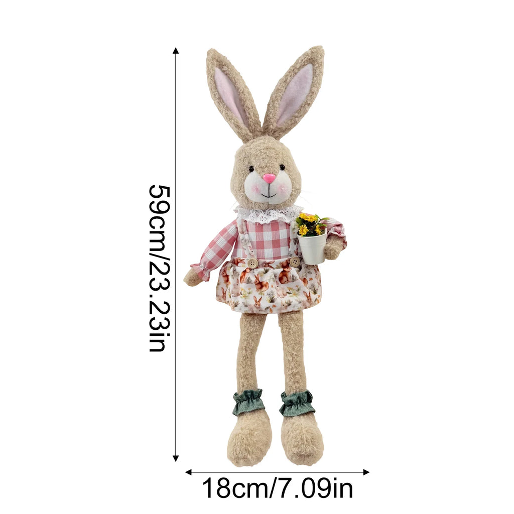 Easter Bunny Decor Craft Cute Rabbit Figurine For Shelf Mantle Spring Home Decoration Table Centerpiece Ornament