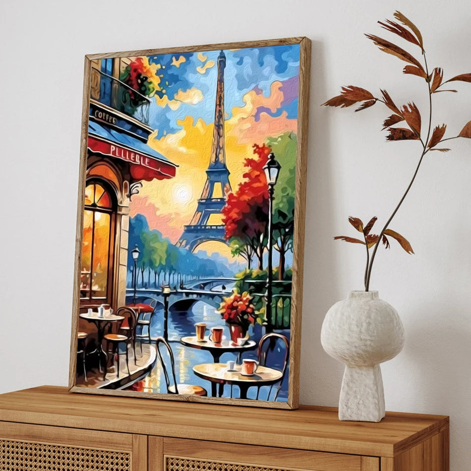 GATYZTORY Paint By Numbers Eiffel Tower City Scenery Paintings On Number Crafts Supplies Adults Handiwork Oil Decoration Home