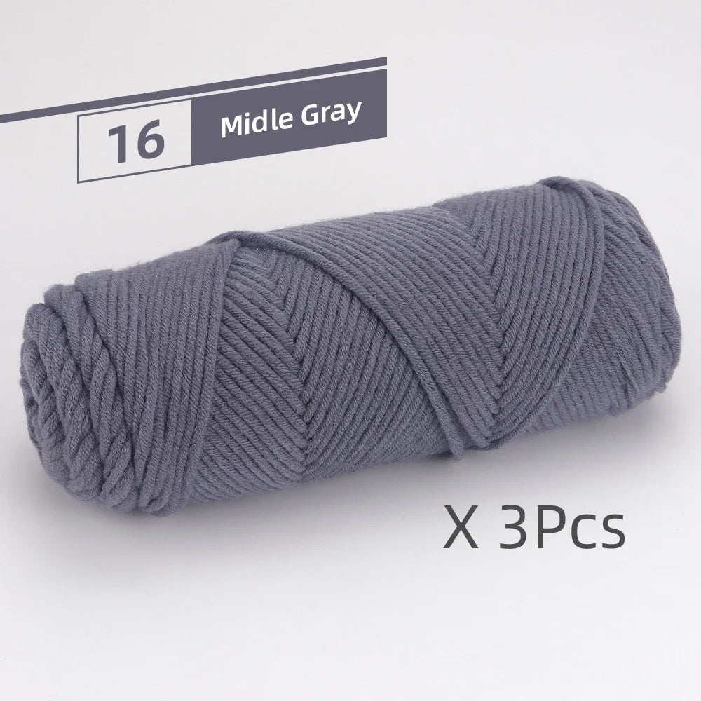 Light Worsted Soft Cotton Yarn | Pack of 3 Pcs-300g/10.5oz