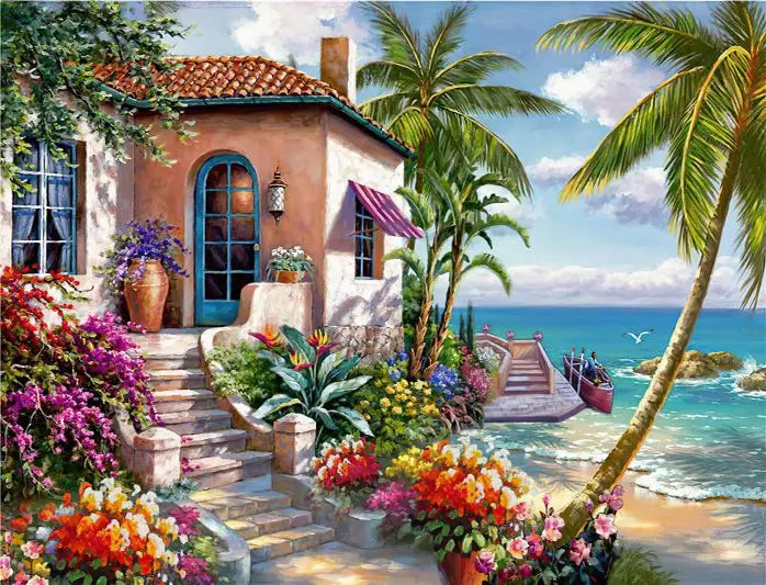5D DIY Diamond Painting Landscape House Full Round Drill Embroidery Forest Scenery